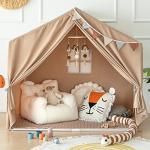 Razee Kids Play Tent, Large Playhouse Tent Indoor, Play House Kids Tent Castle Tent for Girls Boys, Play Cottage (Khaki)
