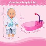 deAO Newborn Baby Doll Bath Set - Real Working Bathtub with Detachable Shower Spray, Toy Gift Set for 3+ Years Old Kids