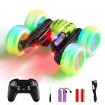 28°C RC Cars Stunt Cars, Remote Control Car for Boys Girls, Drift High Speed RC Cars, 360° Flips Double-Side RC Monster Truck with Headlight Wheel Light, Toys Gift for Kids on Christmas (Green)