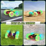 28°C RC Cars Stunt Cars, Remote Control Car for Boys Girls, Drift High Speed RC Cars, 360° Flips Double-Side RC Monster Truck with Headlight Wheel Light, Toys Gift for Kids on Christmas (Green)