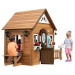 Backyard Discovery Aspen All Cedar Wooden Playhouse, Country Style, Dutch Front Door, Flower Pot Holders, Stove, Sink, Plastic Food, Doorbell, Mailbox, Outdoor Light Attached Picnic Bench