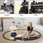 JONEALA Train Set with Remote Control,Electric Train Track Around Christmas Tree W/Cargo Vehicle,Light & Sounds,Alloy Steam Locomotive Engine Train Toy Gift for Boys Girls 4 5 6 7 8 9 10