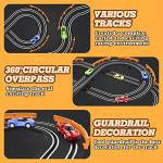 Wupuaait Slot Car Race Track Sets with 4 High-Speed Slot Cars, Battery or Electric Car Track, Dual Racing Game Lap Counter Circular Overpass Track, Gifts Toys for Boys Kids Age 6 7 8-12