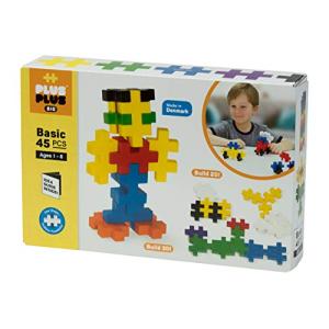 PLUS PLUS - BIG - 45 Piece - Basic Color Mix, Construction Building Stem | Steam Toy, Interlocking Large Puzzle Blocks for Toddlers and Preschool