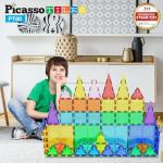 PicassoTiles Magnetic Tiles 60pcs Kids Toys Classroom Sensory Toy for Toddlers STEM Learning Building Blocks, Montessori Pretend Play Magnet Tile Construction Stacking Block Boys Girls Ages 3+ PT60