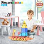 PicassoTiles Magnetic Tiles 60pcs Kids Toys Classroom Sensory Toy for Toddlers STEM Learning Building Blocks, Montessori Pretend Play Magnet Tile Construction Stacking Block Boys Girls Ages 3+ PT60