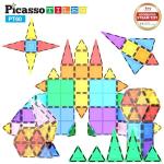 PicassoTiles Magnetic Tiles 60pcs Kids Toys Classroom Sensory Toy for Toddlers STEM Learning Building Blocks, Montessori Pretend Play Magnet Tile Construction Stacking Block Boys Girls Ages 3+ PT60