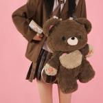 CALEMBOU Plush Backpack, Cute Panda Plush Bag, Stuffed Animal Backpack Plushie, Anime Plush Backpacks Soft Stuffed Bear Dog (BearBrown, L-50cm)