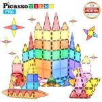 PicassoTiles Magnetic Tiles 60pcs Kids Toys Classroom Sensory Toy for Toddlers STEM Learning Building Blocks, Montessori Pretend Play Magnet Tile Construction Stacking Block Boys Girls Ages 3+ PT60
