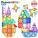 PicassoTiles Magnetic Tiles 60pcs Kids Toys Classroom Sensory Toy for Toddlers STEM Learning Building Blocks, Montessori Pretend Play Magnet Tile Construction Stacking Block Boys Girls Ages 3+ PT60