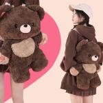 CALEMBOU Plush Backpack, Cute Panda Plush Bag, Stuffed Animal Backpack Plushie, Anime Plush Backpacks Soft Stuffed Bear Dog (BearBrown, L-50cm)