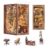 MiniCity Book Nook Kit, DIY Miniature Dollhouse Booknook Kit, 3D Wooden Puzzle Bookend Bookshelf Insert Decor with LED Light for Teens and Adults, Painter's Day at Dusk