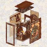 MiniCity Book Nook Kit, DIY Miniature Dollhouse Booknook Kit, 3D Wooden Puzzle Bookend Bookshelf Insert Decor with LED Light for Teens and Adults, Painter's Day at Dusk