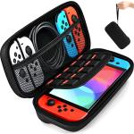 ivoler Carrying Case for Nintendo Switch and NEW Switch OLED Model(2021),Portable Hard Shell Pouch Carrying Travel Game Bag for Switch Accessories Holds 10 Game Cartridge (Black)