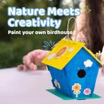 Neliblu 12 DIY Wooden Birdhouses - Creative Arts and Crafts Set for Kids and Adults - Unfinished Wood Birdhouse Kits with Paint Strips, Brushes, Stickers, and Strings - Build Your Own Bird Houses