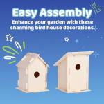 Neliblu 12 DIY Wooden Birdhouses - Creative Arts and Crafts Set for Kids and Adults - Unfinished Wood Birdhouse Kits with Paint Strips, Brushes, Stickers, and Strings - Build Your Own Bird Houses