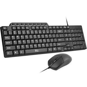 Basic Keyboard and Mouse,Rii RK203 Ultra Full Size Slim USB Basic Wired Mouse and Keyboard Combo Set with Number Pad for Computer,Laptop,PC,Notebook,Windows and School Work(1 Pack)