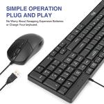 Basic Keyboard and Mouse,Rii RK203 Ultra Full Size Slim USB Basic Wired Mouse and Keyboard Combo Set with Number Pad for Computer,Laptop,PC,Notebook,Windows and School Work(1 Pack)