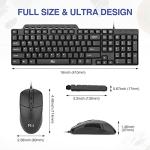 Basic Keyboard and Mouse,Rii RK203 Ultra Full Size Slim USB Basic Wired Mouse and Keyboard Combo Set with Number Pad for Computer,Laptop,PC,Notebook,Windows and School Work(1 Pack)