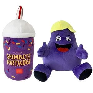 ZEYARUIBO Grimace Plush, 8" Grimace Shake Plushies Set, Soft Grimace Yellow Hat Stuffed Plushies Figure for Boys Girls Fans Gift (2pcs Grimace+Shakes)