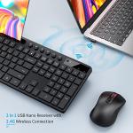 Wireless Keyboard and Mouse Combo, MARVO 2.4G Ergonomic Wireless Computer Keyboard with Phone Tablet Holder, Silent Mouse with 6 Button, Compatible with MacBook, Windows (Black)