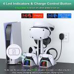 RGB Controller Charging Station for PS VR2 / PS5 / PS5 Edge with 5V/3A Adapter & 10 Led Light, Wireless Controller Charger Dock for Playstation 5, Charging Stand with VR2 Headset Holder