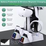RGB Controller Charging Station for PS VR2 / PS5 / PS5 Edge with 5V/3A Adapter & 10 Led Light, Wireless Controller Charger Dock for Playstation 5, Charging Stand with VR2 Headset Holder