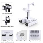 RGB Controller Charging Station for PS VR2 / PS5 / PS5 Edge with 5V/3A Adapter & 10 Led Light, Wireless Controller Charger Dock for Playstation 5, Charging Stand with VR2 Headset Holder