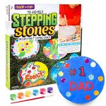 Made By Me Mix & Mold Stepping Stones, Make 4 DIY Personalized 7-Inch Ceramic Stepping Stones, Includes 3D Mold, Ceramic Paints, Ceramic Tiles, & Assorted Gems, Paint Your Own Stepping Stones