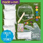 Made By Me Mix & Mold Stepping Stones, Make 4 DIY Personalized 7-Inch Ceramic Stepping Stones, Includes 3D Mold, Ceramic Paints, Ceramic Tiles, & Assorted Gems, Paint Your Own Stepping Stones