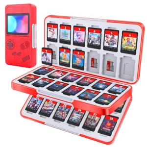 MOSAHOLL Switch Game Card Case Holder - Portable Game Organizer Traveler Gift Accessories with 48 Cartridge Slots and 24 Micro SD Card Storage, Magnetic Closure, Protective Hard Shell and Soft Lining