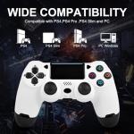 BUERTT Wireless Controller for PS4,Remote Controller Compatible with Playstation 4/Slim/Pro/PC,PS4 Controller with Dual Vibration,6-Axis Motion,3.5mm Audio Jack,Multi Touch Pad,Share Button,White