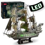 3D Puzzles for Adults Green LED Flying Dutchman, 360 Pieces Haunted Pirate Ship Arts & Crafts for Adults Gifts for Men Women Model Kit, Lighting Ghost Ship 2024 Easter Gifts Teacher Appreciation Gifts