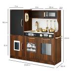 Best Choice Products Pretend Play Kitchen Wooden Toy Set for Kids w/Realistic Design, Telephone, Utensils, Oven, Microwave, Sink - Espresso