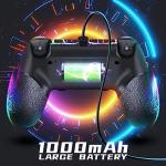 AceGamer Light-up Wireless Controller for PS4,Black Crack Custom Design with RGB Light,1000mah Battery, 3.5mm Audio Jack and Turbo Function,Compatible with PS4/Slim/Pro and Windows PC