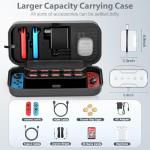Tokluck Switch OLED Carrying Case Compatible with Nintendo Switch/OLED Model, Portable Switch Travel Carry Case Fit for Joy-Con and Adapter, Hard Shell Protective Switch Pouch Case with 20 Games
