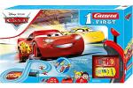 Carrera First Disney/Pixar Cars - Slot Car Race Track - Includes 2 Cars: Lightning McQueen and Dinoco Cruz - Battery-Powered Beginner Racing Set for Kids Ages 3 Years and Up