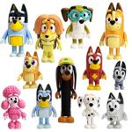 12 Pcs Wolfs-Bluey Figures Toys Playset, Wolves-Action Figurines Family and Friends Set