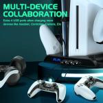 PS5 Slim Cooling Stand with Charging Station for Playstation 5 Slim Console(Digital/Disc), Controller Charger Slim Accessories Cooler Silent Fan. Headset Holder, 3 USB Hub, 8 Game Storage - Black