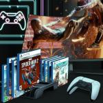 PS5 Slim Cooling Stand with Charging Station for Playstation 5 Slim Console(Digital/Disc), Controller Charger Slim Accessories Cooler Silent Fan. Headset Holder, 3 USB Hub, 8 Game Storage - Black