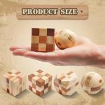 4 Pack Wooden Puzzle Games Brain Teasers Toy- 3D Puzzles for Teens and Adults - Wooden Logic Puzzle Wood Snake Cube Magic Cube Magic Ball Brain Teaser Intellectual Removing Assembling Toy