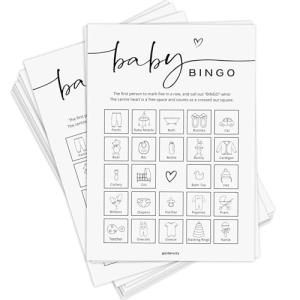 GardenCity Baby Shower Games, Baby Bingo (60 Unique Cards), Pre-Filled Fun Baby Shower Games, Perforated Calling Cards, Gender Neutral for Boy or Girl, Minimalist