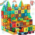 FNJO Magnetic Tiles, 100PCS Building Blocks, Magnets Building Set, STEM Toys Christmas Toy Gift for Kids Boys and Girls