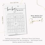 GardenCity Baby Shower Games, Baby Bingo (60 Unique Cards), Pre-Filled Fun Baby Shower Games, Perforated Calling Cards, Gender Neutral for Boy or Girl, Minimalist