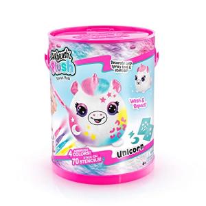 Canal Toys Personalize Airbrush Plush Medium Squishy Plush Unicorn! Decorate, wash, Repeat! Customize Your own Spray Art Plush with Markers, Airbrush Tool and 70+ Stencils. Ages 6+