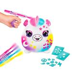 Canal Toys Personalize Airbrush Plush Medium Squishy Plush Unicorn! Decorate, wash, Repeat! Customize Your own Spray Art Plush with Markers, Airbrush Tool and 70+ Stencils. Ages 6+