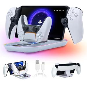 WUXIDIXI PS5 Portal Charging Station for Playstation Portal Remote Player and PS5 Controller with Charging Cable and RGB Light, Charge Stand Holder Accessories for Playstation Portal
