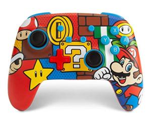 PowerA Enhanced Wireless Nintendo Switch Controller - Mario Pop, Rechargeable Switch Pro Controller, Immersive Motion Control, Officially Licensed by Nintendo (Amazon Exclusive)