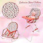 Floral Baby Doll Accessories Set - 3-1 Furniture with Crib, High Chair, Bouncer Seat Bed for 18” Play Toys 18" Dolls