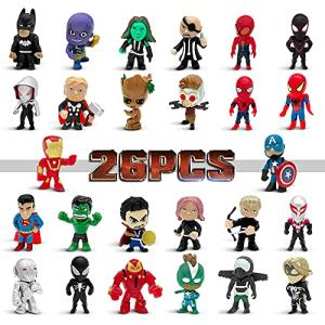 Genqiang Mini Superhero Toys, 26 pcs Superhero Minifigures Small Action Figures Superhero Party Birthday Decorations for Kids’ Christmas Stocking, Easter Eggs Cake Toppers Collectibles